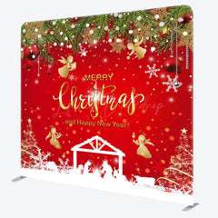 Lofaris Red Nativity Merry Christmas Happy New Year Backdrop