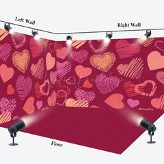 Lofaris Red Painted Love Valentines Day Room Set Backdrop