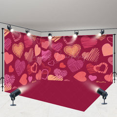 Lofaris Red Painted Love Valentines Day Room Set Backdrop