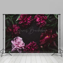 Lofaris Red Pink Floral Wood Floor Fine Art Room Set Backdrop