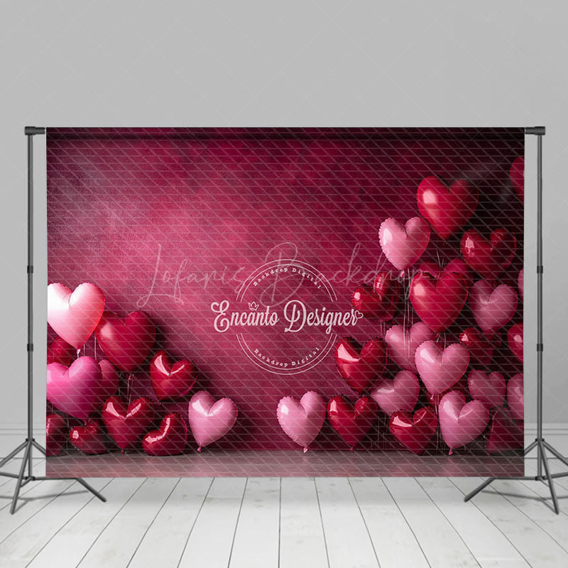 Lofaris Red Pink Love Heart Balloons Valentines Day Backdrop