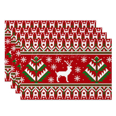 Lofaris Red Pixel Elk Snowflake Christmas Set Of 4 Placemats