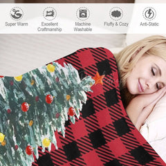 Lofaris Red Plaid Christmas Gift Custom Name Blanket For Kids