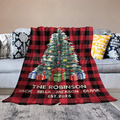 Lofaris Red Plaid Christmas Gift Custom Name Blanket For Kids