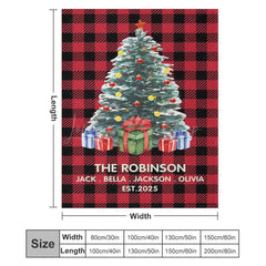 Lofaris Red Plaid Christmas Gift Custom Name Blanket For Kids