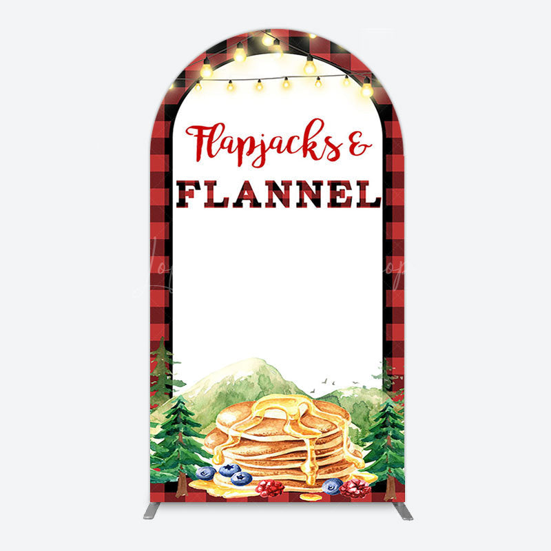 Lofaris Red Plaid Lighted Flapjacks Flannel Arch Backdrop