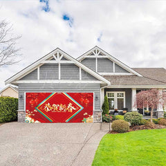 Lofaris Red Plum Bossom Chinese New Year Garage Door Banner