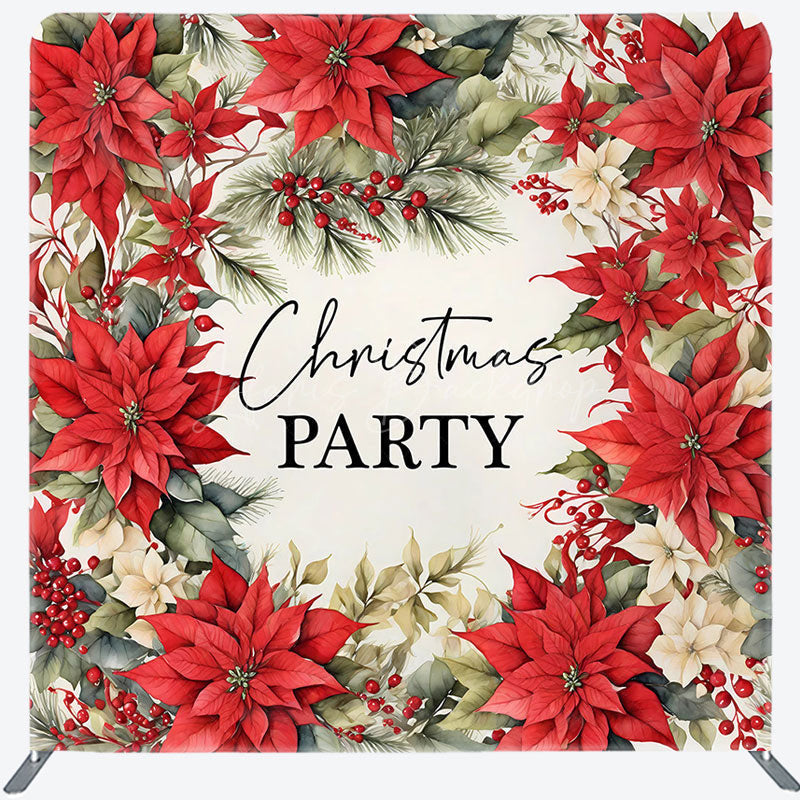 Lofaris Red Poinsettia Plant Christmas Pillow Case Backdrop