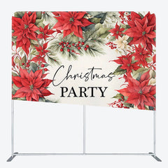 Lofaris Red Poinsettia Plant Christmas Pillow Case Backdrop