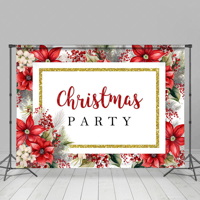 Lofaris Red Poinsettia Plant Leaf Christmas Party Backdrop