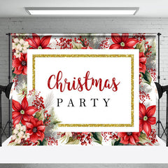 Lofaris Red Poinsettia Plant Leaf Christmas Party Backdrop