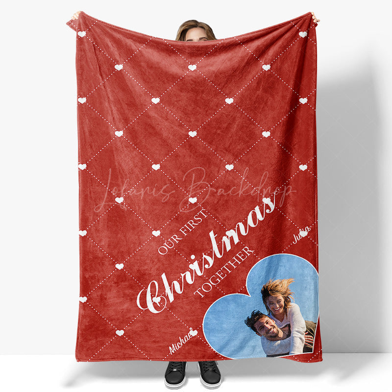 Lofaris Red Rhombus Christmas Custom Name Photo Blanket