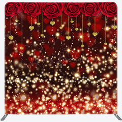 Lofaris Red Rose Gold Bokeh Valentines Day Pillow Case Backdrop