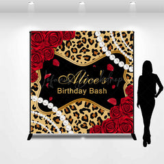 Lofaris Red Rose Leopard Print Custom Birthday Bash Backdrop