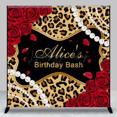 Lofaris Red Rose Leopard Print Custom Birthday Bash Backdrop