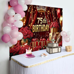 Lofaris Red Rose Romantic Balloons 75th Birthday Backdrop