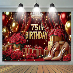 Lofaris Red Rose Romantic Balloons 75th Birthday Backdrop