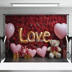 Lofaris Red Rose Wall Balloon Bear Valentines Day Backdrop