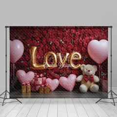 Lofaris Red Rose Wall Balloon Bear Valentines Day Backdrop