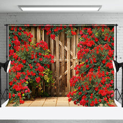 Lofaris Red Rose Wooden Barn Door Valentines Day Backdrop