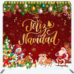 Lofaris Red Santa Festive Feliz Navidad Pillow Case Backdrop