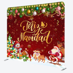 Lofaris Red Santa Festive Feliz Navidad Pillow Case Backdrop