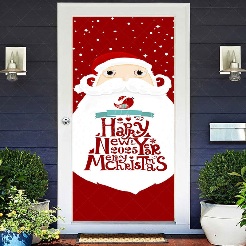 Lofaris Red Santa White Beard Christmas New Year Door Cover