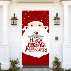 Lofaris Red Santa White Beard Christmas New Year Door Cover