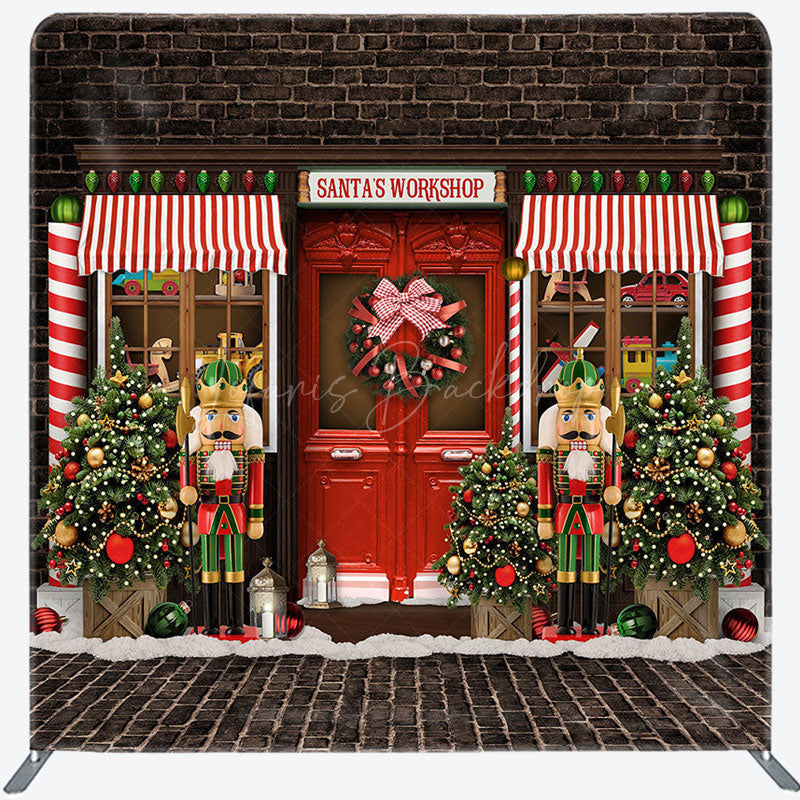 Lofaris Red Santas Workshop Christmas Pillow Cover Backdrop