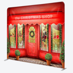 Lofaris Red Shop Window Christmas Pillow Case Backdrop