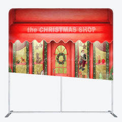 Lofaris Red Shop Window Christmas Pillow Case Backdrop