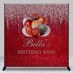 Lofaris Red Silver Glitter Balloon Custom Birthday Backdrop