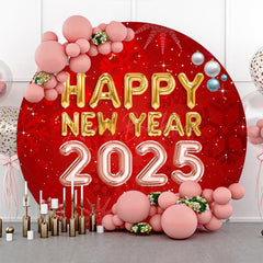 Lofaris Red Snowflake 2025 New Year Party Round Backdrop