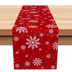 Lofaris Red Snowflake Repeat Merry Christmas Table Runner