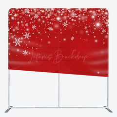 Lofaris Red Snowflake Wood Christmas Tension Fabric Backdrop