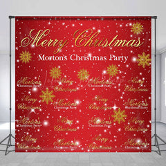 Lofaris Red Snowy Festive Custom Christmas Party Backdrop