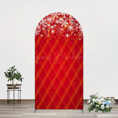 Lofaris Red Snwoflake Festive Christmas Vibe Arch Backdrop