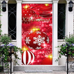 Lofaris Red Sparkle Christmas Bells Snowflake Door Cover