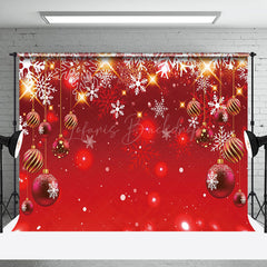 Lofaris Red Sparkle Snowflake Bauble Merry Christmas Backdrop