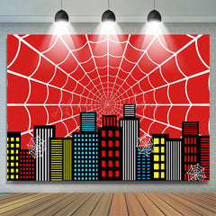 Lofaris Red Spider Wab City Night Scene Birthday Backdrop