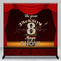 Lofaris Red Stage Magic Custom Name 8th Birthday Backdrop