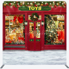 Lofaris Red Toy Store Christmas Double-Sided Square Backdrop