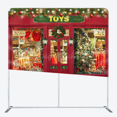 Lofaris Red Toy Store Christmas Double-Sided Square Backdrop