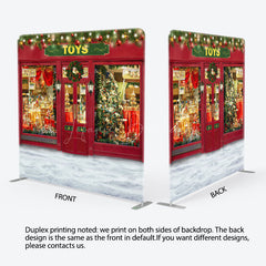 Lofaris Red Toy Store Christmas Double-Sided Square Backdrop