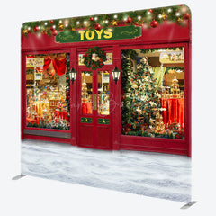 Lofaris Red Toy Store Christmas Double-Sided Square Backdrop