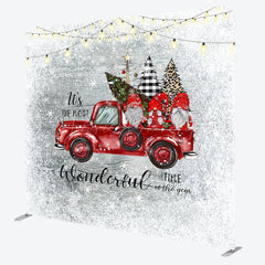 Lofaris Red Truck Dwarf Snow Christmas Pillow Cover Backdrop