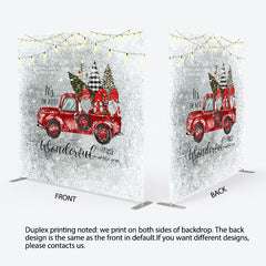 Lofaris Red Truck Dwarf Snow Christmas Pillow Cover Backdrop