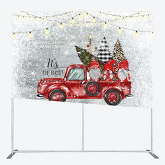 Lofaris Red Truck Dwarf Snow Christmas Pillow Cover Backdrop