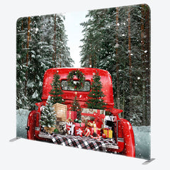 Lofaris Red Truck Presents Christmas Pillow Case Backdrop