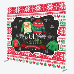 Lofaris Red Ugly Sweater Christmas Tension Fabric Backdrop